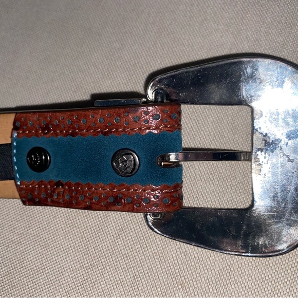 F107052 Ariat Men's Western Belt with Turquoise Blue W Orange Gems 32 / 80 - Picture 6 of 10